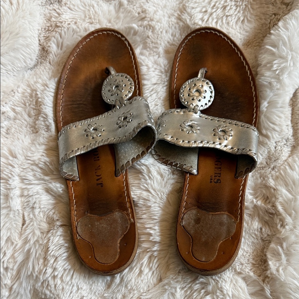 Jack Rogers Metallic Silver Sandals